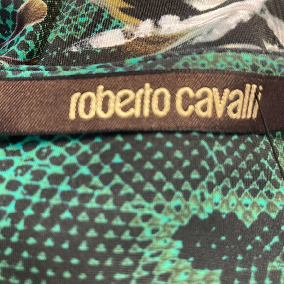 Roberto Cavalli Snakeskin/Floral Knee-Length Dress - Size 38 - Picture 6 of 7